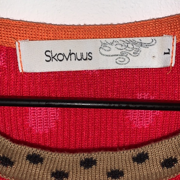 Skovhuus Striped Polka Dot 3/4 Sleeve Scoop neck Patterned Sweater Cinched Waist - Picture 3 of 8